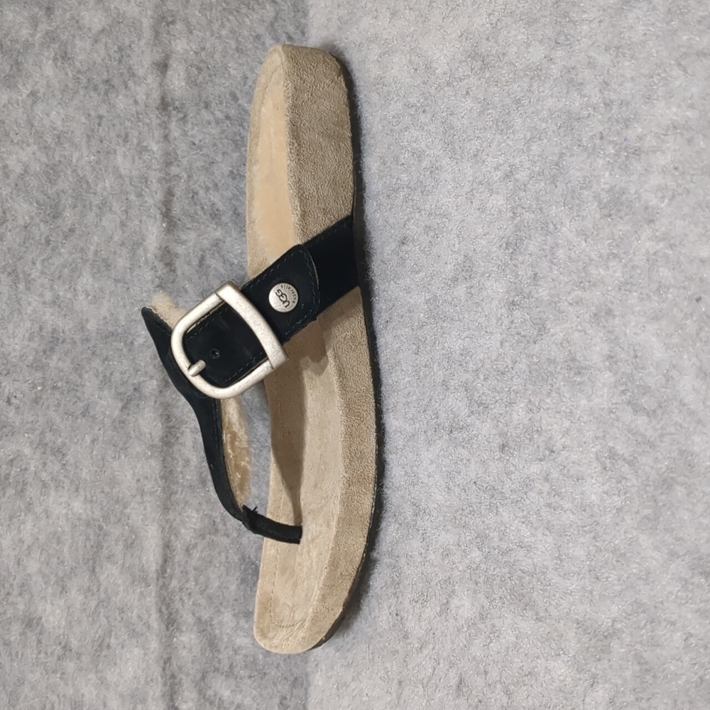 UGG Flip Flops Black Suede Thong Sandals Size 5 NWOT
